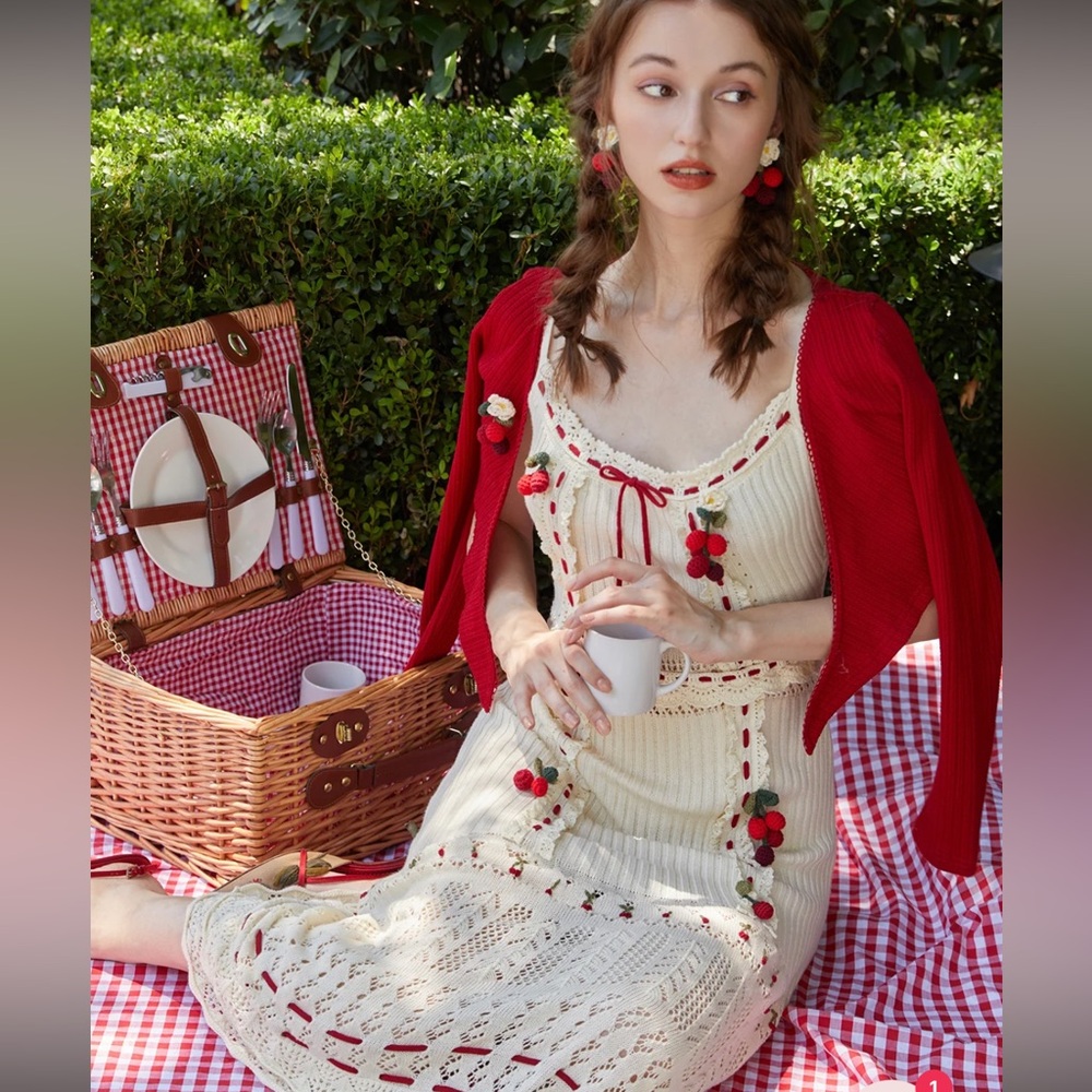 LaceMade Waxberry Knit Dress and Strawberry Knit Crop Cardigan 🍓